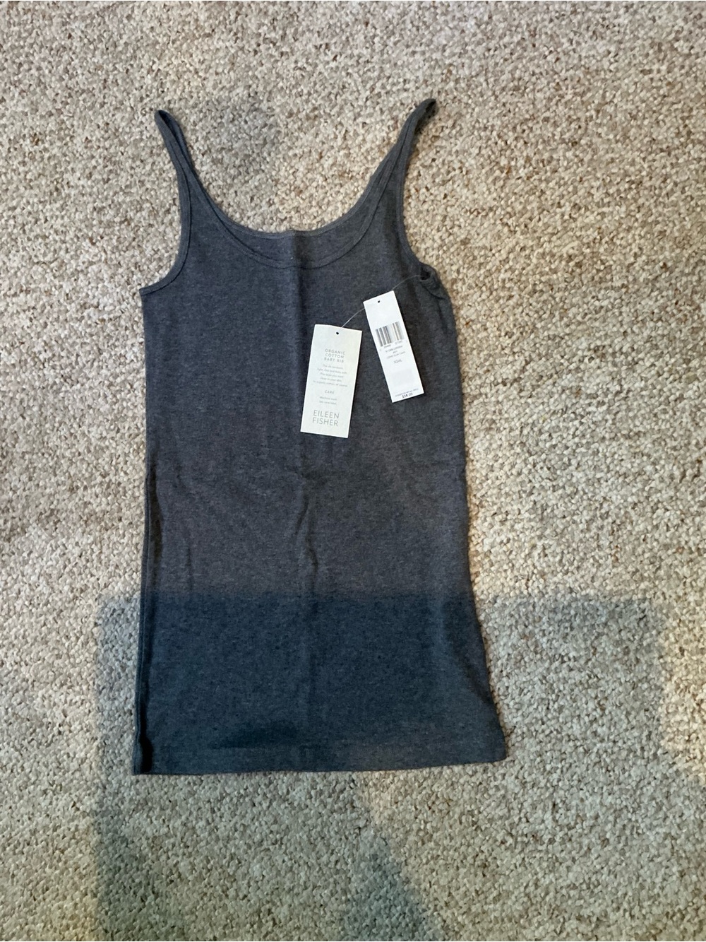 EILEEN FISHER NWT. Organic Cotton Charcoal Tank Top - XS